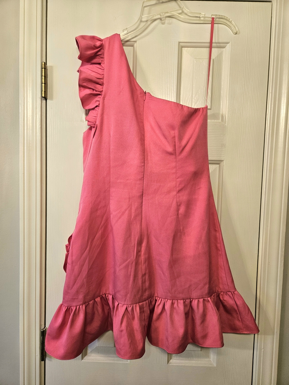 Pink One-Shoulder Ruffle Dress - Picture 2 of 4